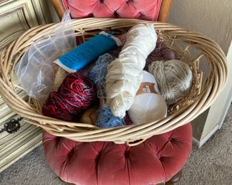 Yarn in basket....chair not for sale