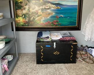 Leon F. Ruiz oil "Amalfi Coast", trunk