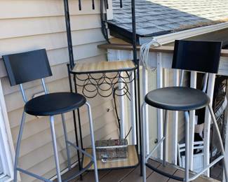 Wine rack and bar stools