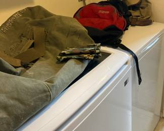 Army duffle bag, backpacks