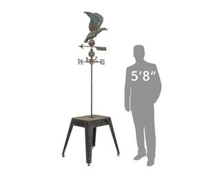 Copper eagle weathervane mounted on iron base