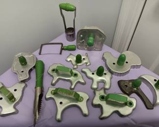 Green handled cookie cutters