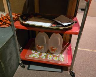 Vintage Metal Wheeled Cart