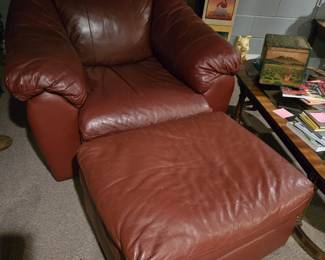 Leather Chair and Ottoman