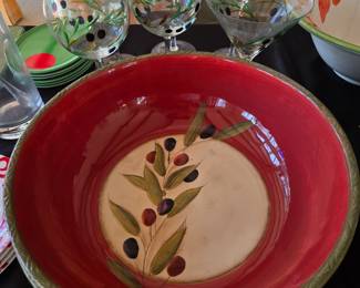 Serving Bowls with Matching Wine Glasses