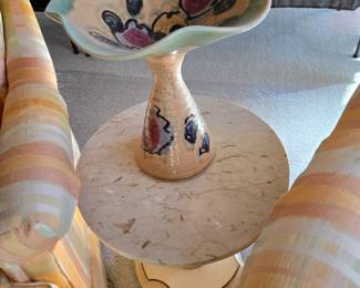 Pottery on Marble Top Table