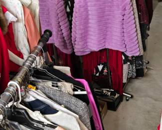 Racks of women’s designer clothes