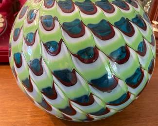 Design Guild Gorgeous Art Glass bowl Peacock theme