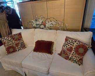 White fabric sofa