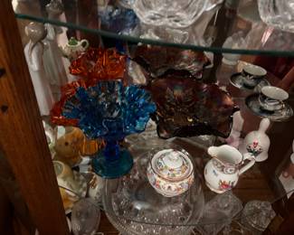 Colored Vintage Glassware- China pieces- trinkets