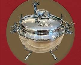 Victorian silver plated stag covered vegetable