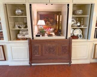 Sterling, antique oil on canvas, antique footboard