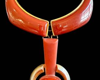 We believe this is vintage Lanvin from the 70’s. We found comps for the same necklace…but this one isn’t marked…or we can’t find it. It’s stunningly beautiful and not for the faint of heart!