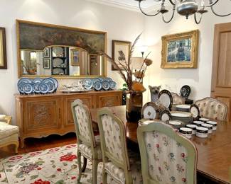 Trumeau mirror, Chinese Export “Blue Willow”