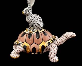 Large Herend fishnet Hare & Tortoise