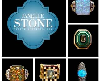 Reversible fire opal/opal ring - checkerboard ring - Stephen Webster custom fire opal double knuckle ring - 18k malachite ring. These are superb!
