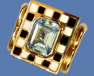 18k checkerboard ring