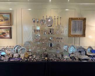 Wall of sterling and silver plate