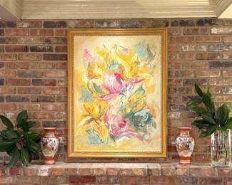 Mid-Century “Flowers” oil on canvas