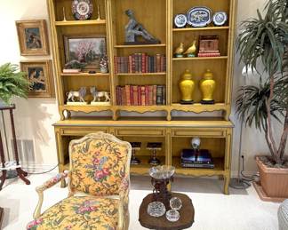 Two-piece painted French style display cabinet