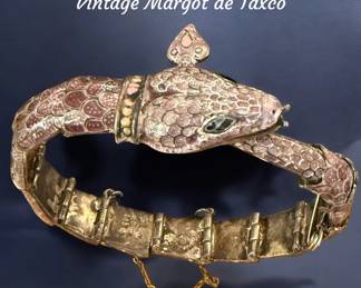 Vintage Margot de Taxco sterling and enamel snake bracelet