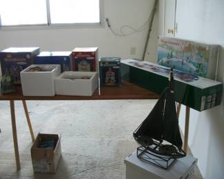 VILLAGE ANIMATED SKATING POND, LOADING THE SLEIGH, SAIL BOAT, KNOTTING HILL CHURCH, OLD CURIOSITY SHOP