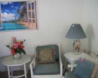 BAMBOO CHAIR, TABLES, LAMP
