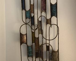 MCM Gilded Metal and Enamel Wall Sculpture 43' T | 11.5in W