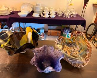 Art Glass Vase/Bowl and one Wall Mount.