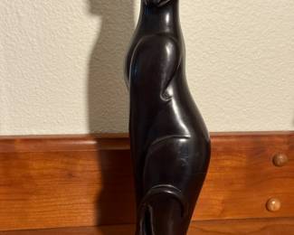 Vintage Black Siamese Cat Statue - 11.5 in Tall