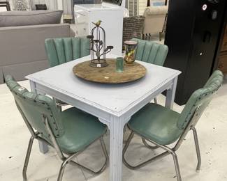 4 retro chairs - Sold, painted Chippendale game table