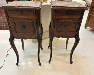 Pair of French commodes with marble top