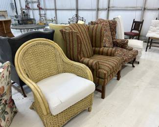 Stripe wing back chair - Sold
