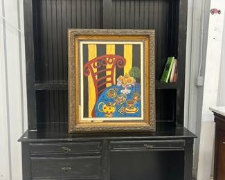Large black desk with hutch - sold,
painting