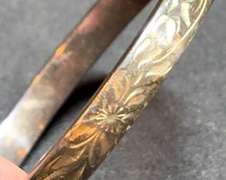 Sterling Floral Theme Bangle Bracelet