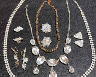Rhinestones Necklace, Belt, Earrings  Shoe Clips