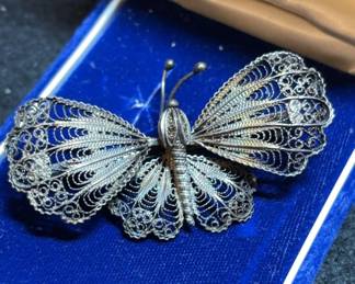 Vintage Filigree Butterfly Brooch