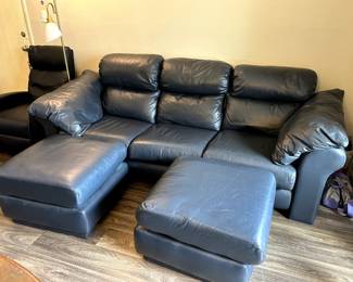 Custom 3 cushion leather couch.  Highest quality leather available on market.  Cushions are removable for easy transport.  Measures 7 ‘ x 3’ x 38 tall.