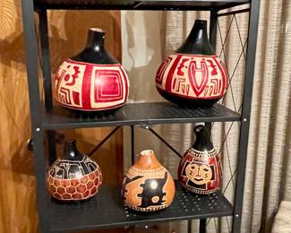 Dozens of African Natural Hand inscripted Calabash Art- gourd jug/vase /decor 