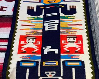 Vintage Aztec/Mayan woven textile / rug/tapestry/ wall hanging 