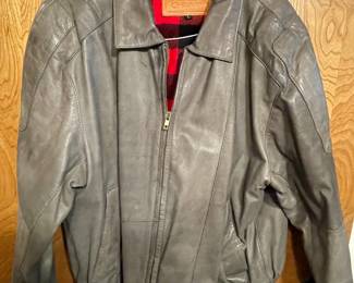 vintage gray leather jacket