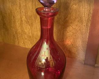 vintage glass/red decanture