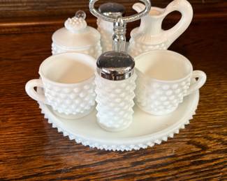 Vintage Fenton Hobnail Condiment Tray