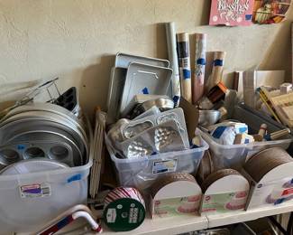 Wilton cake pans and decorating supplies