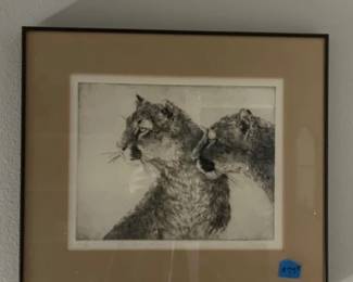 Signed pencil sketch.