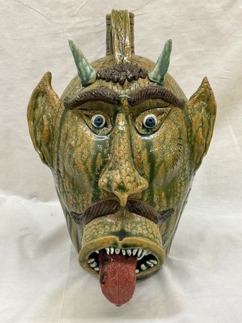 15" SIGNED ALBERT HODGE FACE JUG