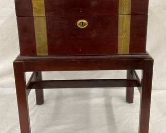 CHEST ON STAND W/GOLD INLAY