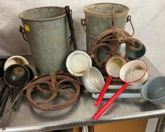 DIPPERS, WELL PULLY, BUCKETS, ETC