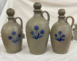 RE ALRIGHT POTTERY JUGS W/ BLUE COBALT