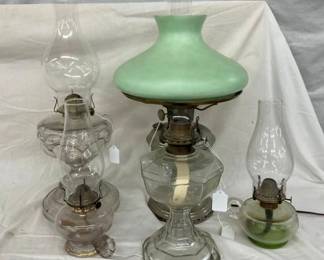 EARLY PATTERN GLASS OIL LAMPS